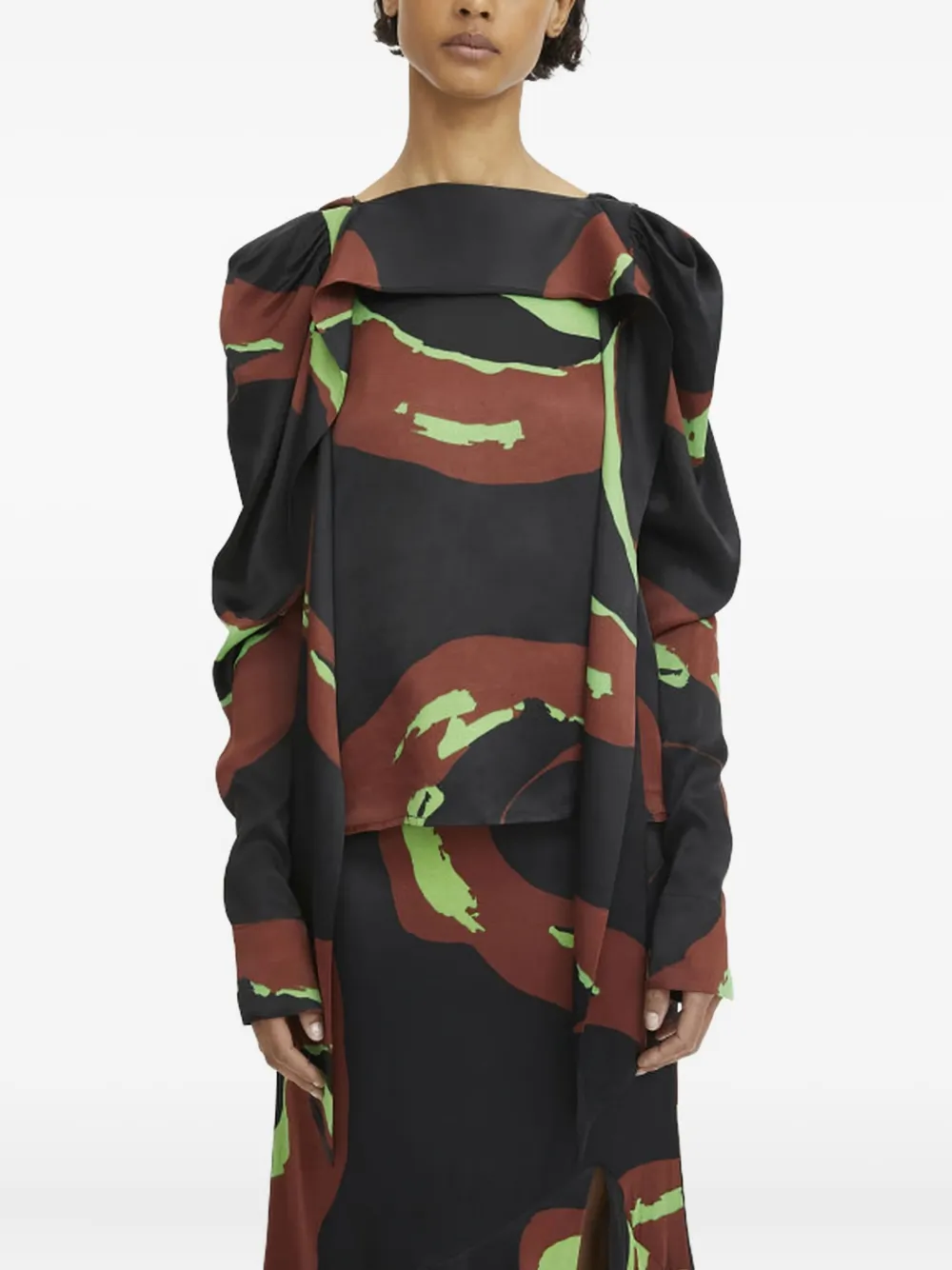Rodebjer swirl-print puff-sleeve blouse - ブラック Rodebjer swirl-print puff-sleeve blouse - ブラック
