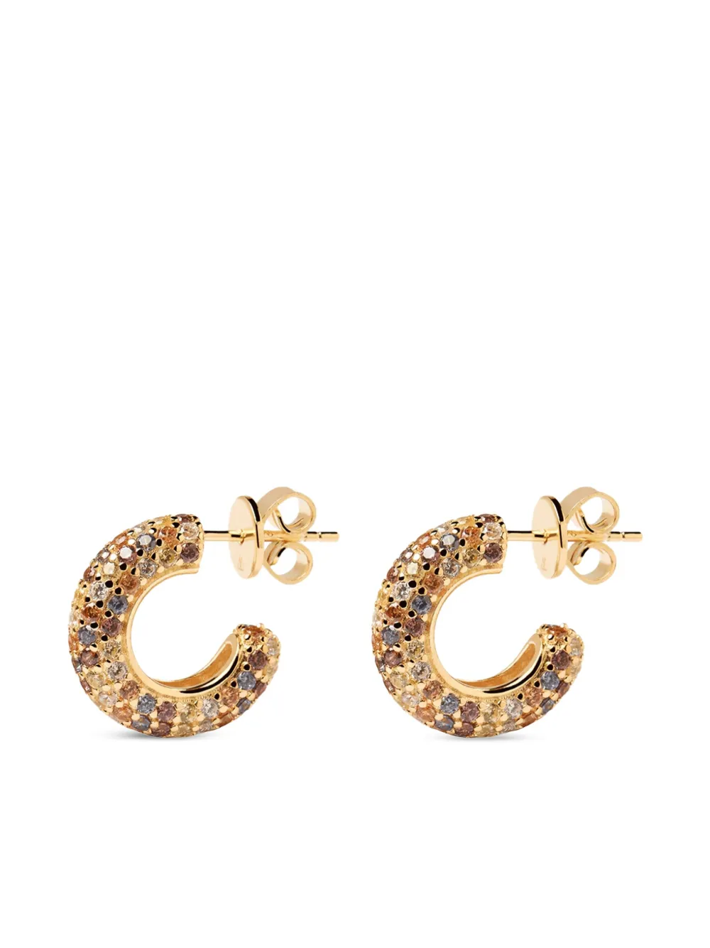 PD PAOLA Tiger multicoloured stone hoop earrings | Gold | Image 1