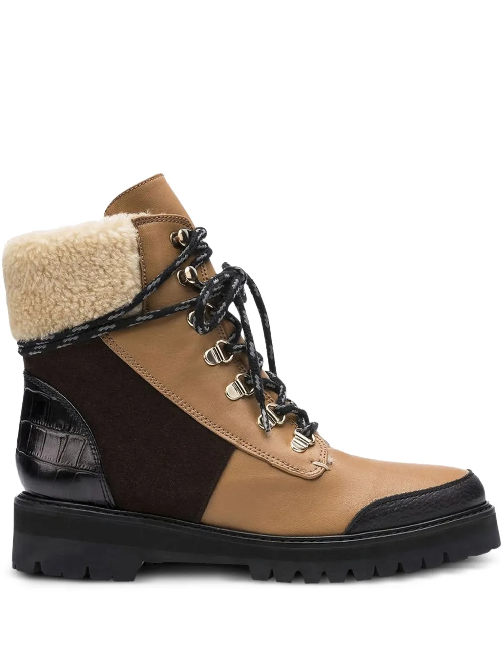 Flattered 40mm Selma lace-up combat boots Brown