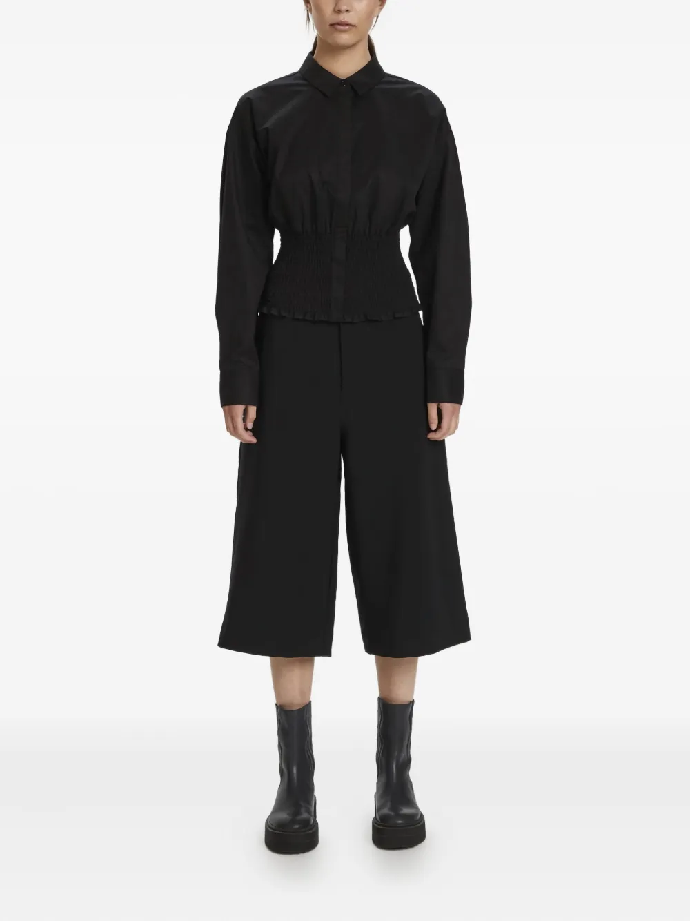 Gestuz smocked-waist shirt - Zwart