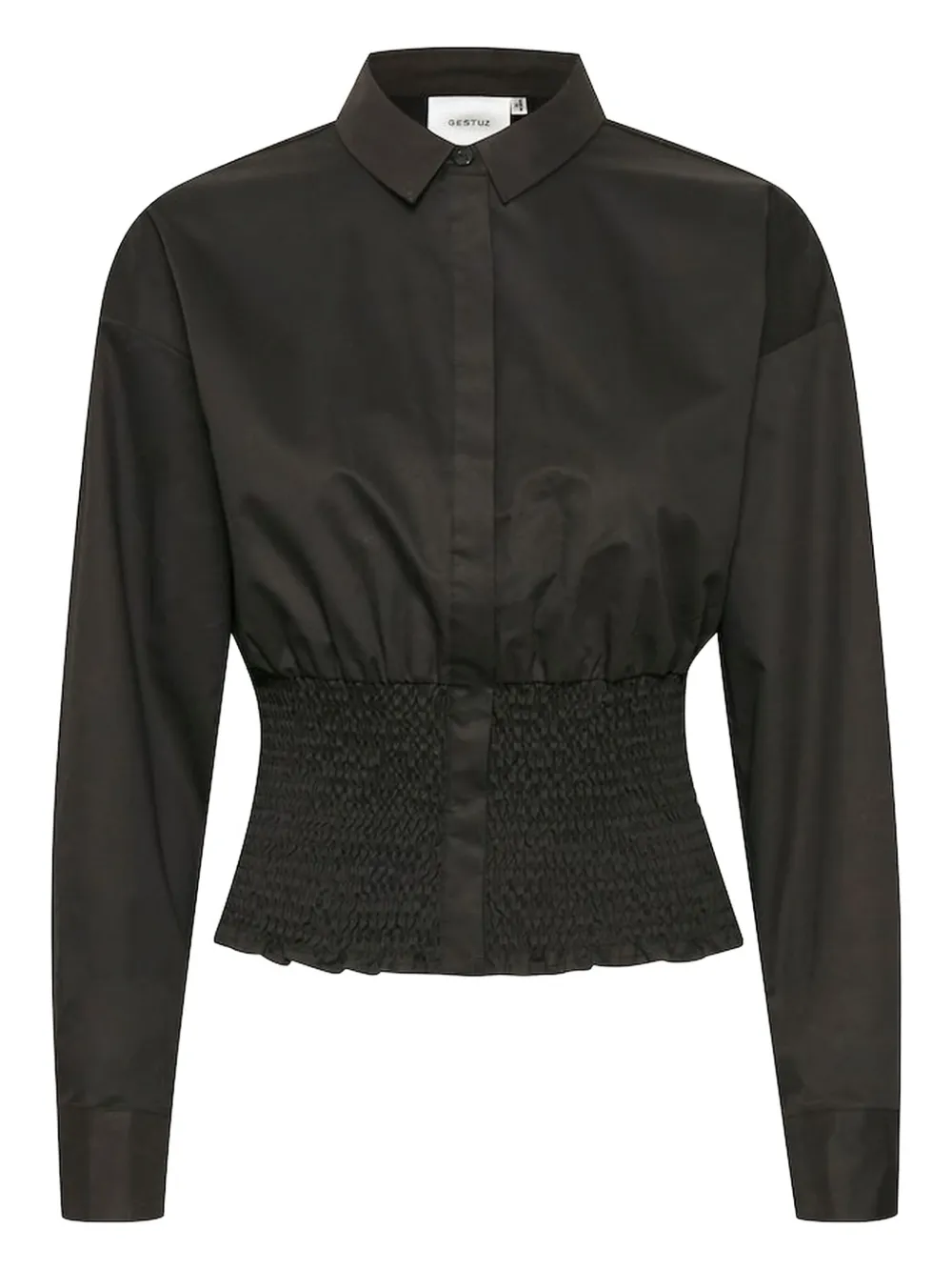 Gestuz smocked-waist shirt Zwart
