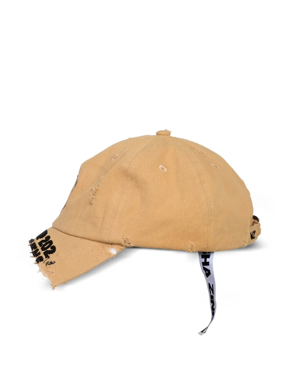 Natasha Zinko Nz Groot Embroidered Distressed Baseball Cap In Neutral