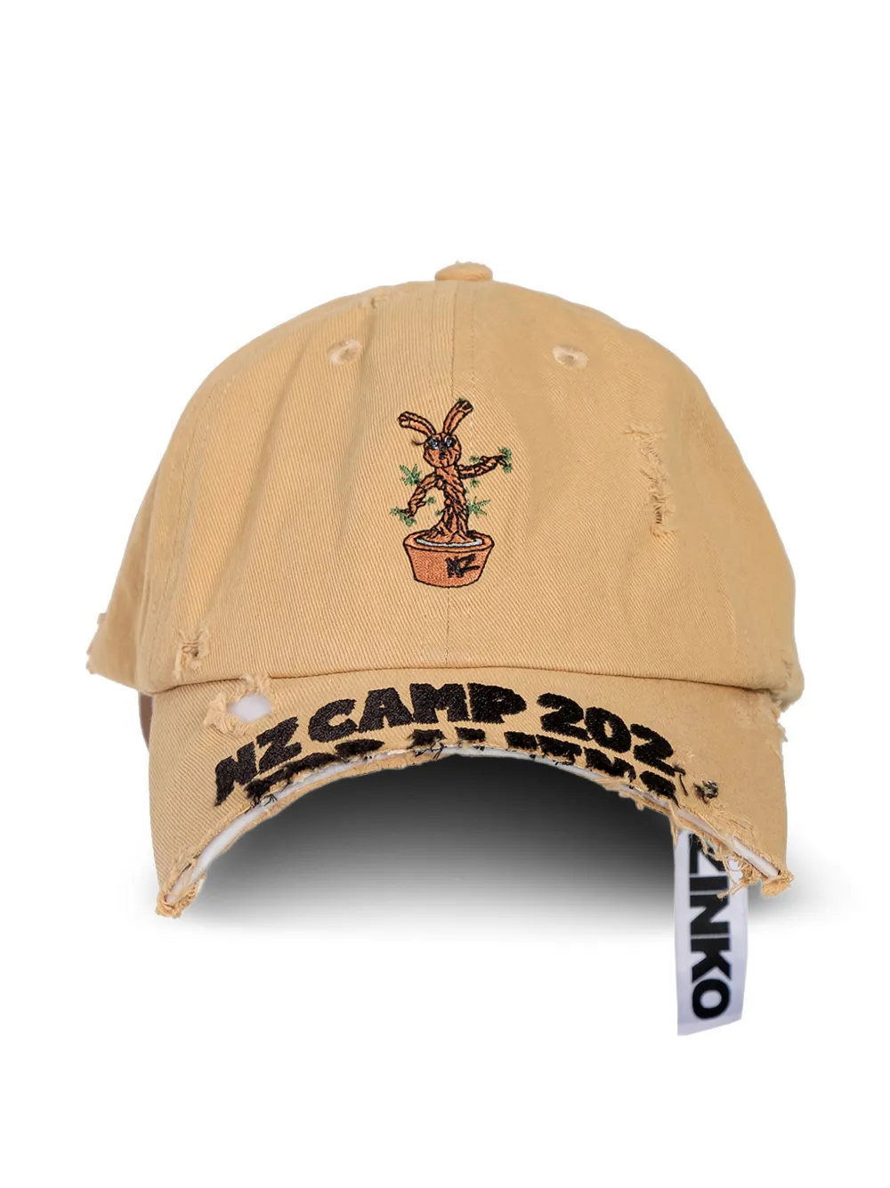 Natasha Zinko Nz Groot embroidered distressed baseball cap | Neutrals | Image 1