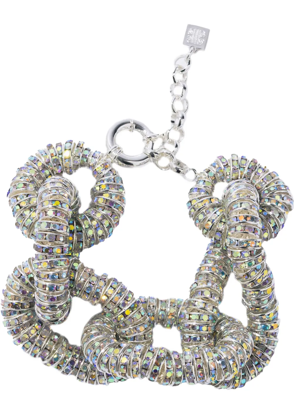 Pearl Octopuss. Y crystal-embellished knot bracelet - SILVER/CLEAR