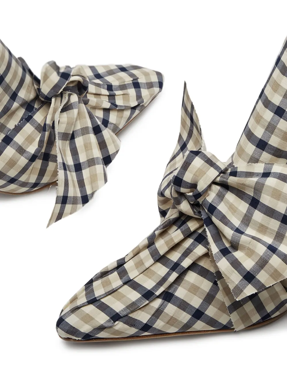 Miista 60mm Paulette bow gingham check mules Neutrals