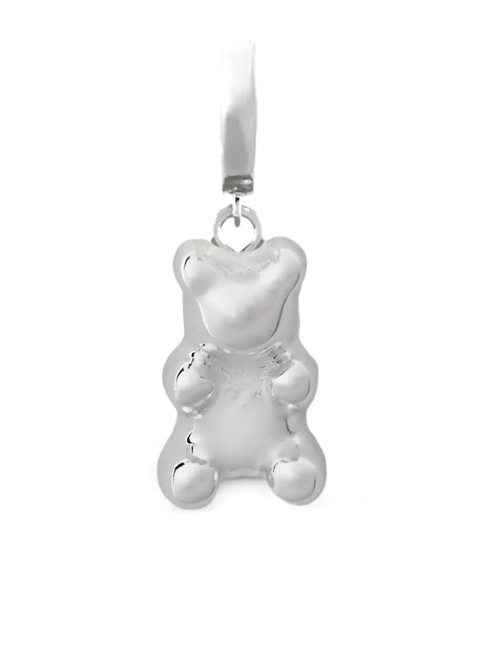 Crystal Haze mini Nostalgia Bear hoop single earring | Grey | Image 1