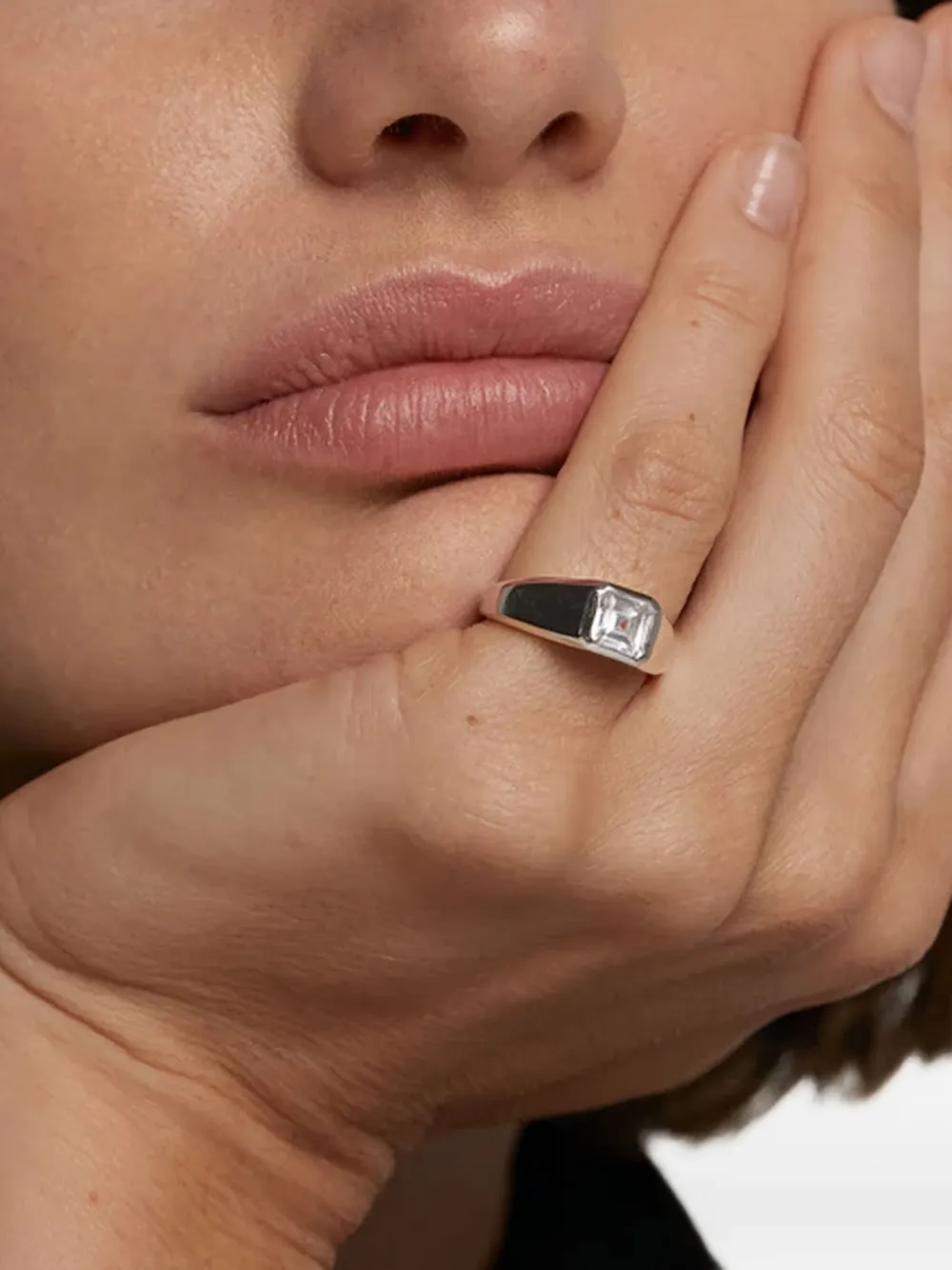 PD PAOLA square-shimmer stamp ring - Zilver