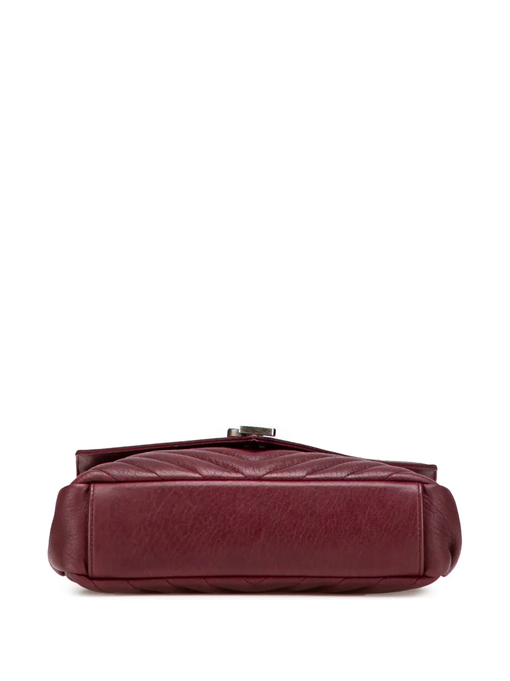 Pre-owned Saint Laurent 2017 Medium Quilted Chevron Sheepskin College Satchel In Red