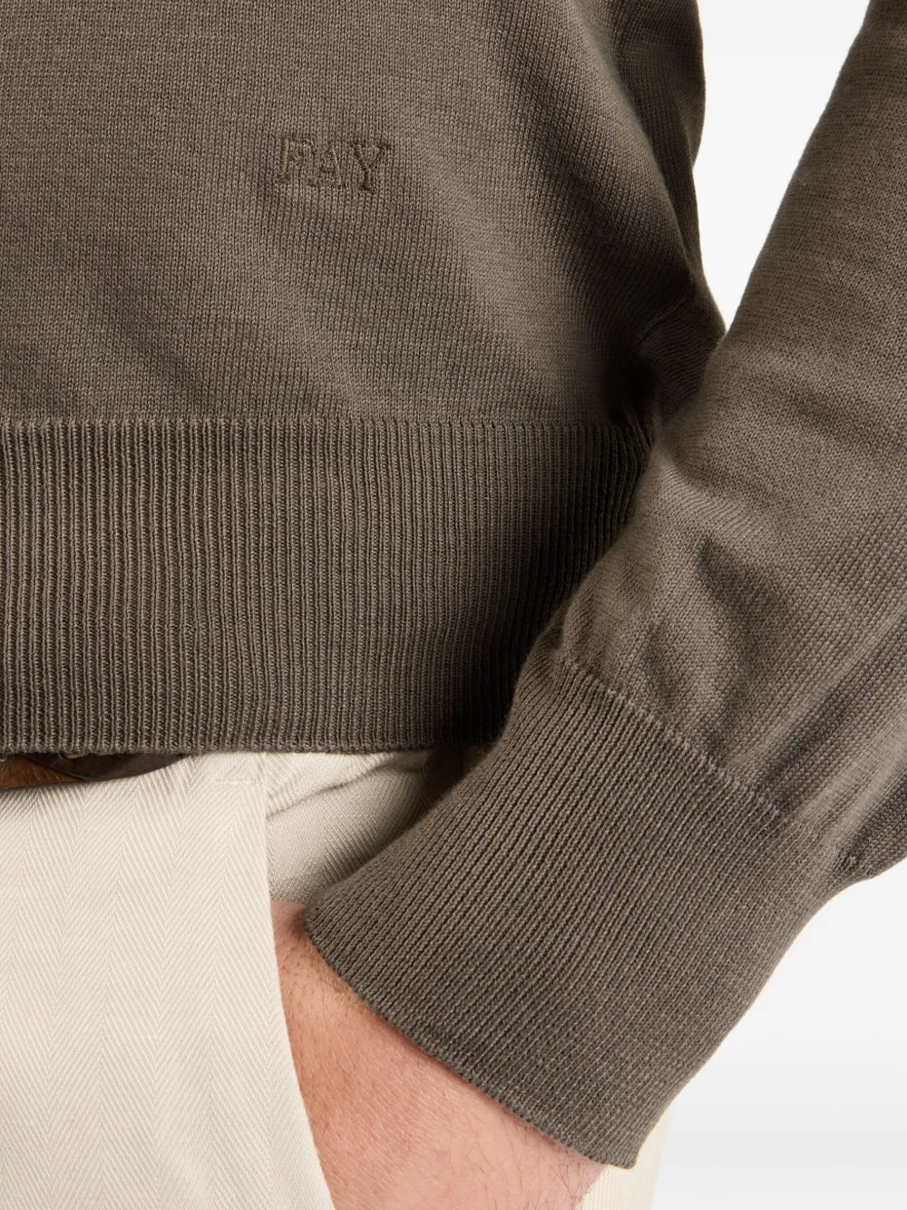 Fay Katoenen trui met ronde hals Bruin