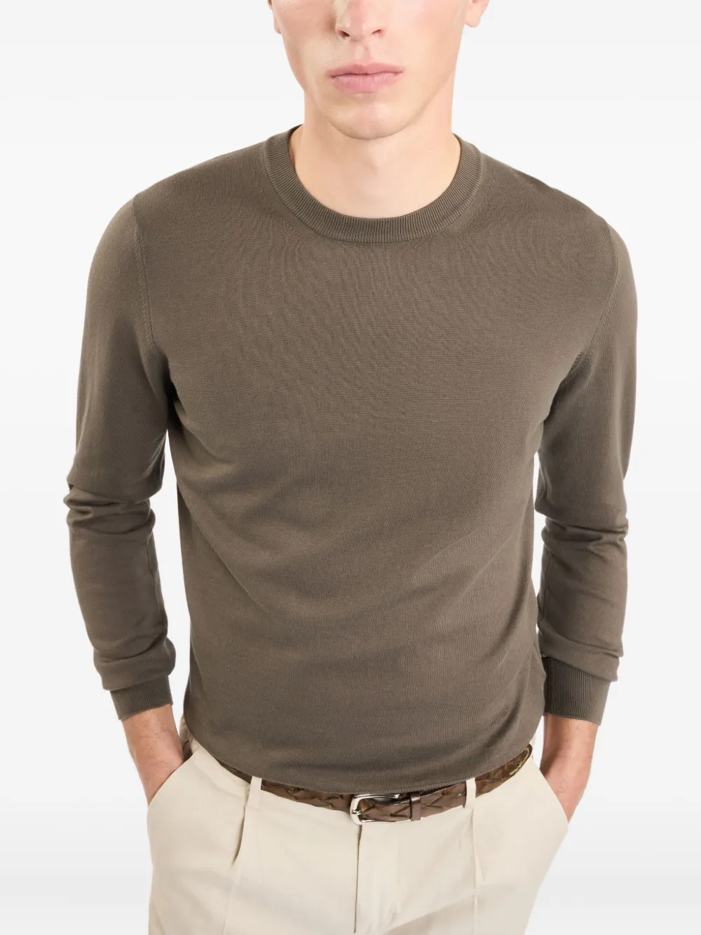 Fay Katoenen trui met ronde hals Bruin