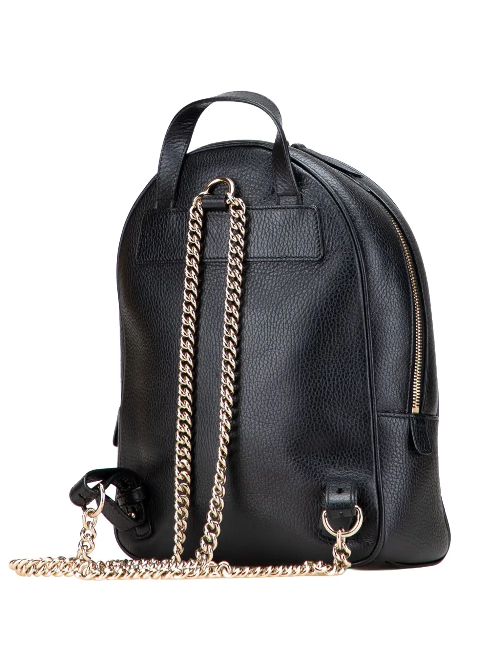 Pre-owned Gucci 2016-2025 Pebbled Calfskin Soho Chain Backpack In Black