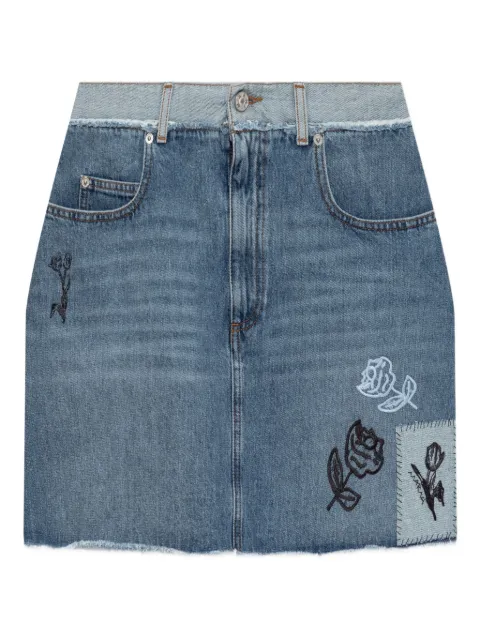 Marni embroidered frayed denim mini skirt