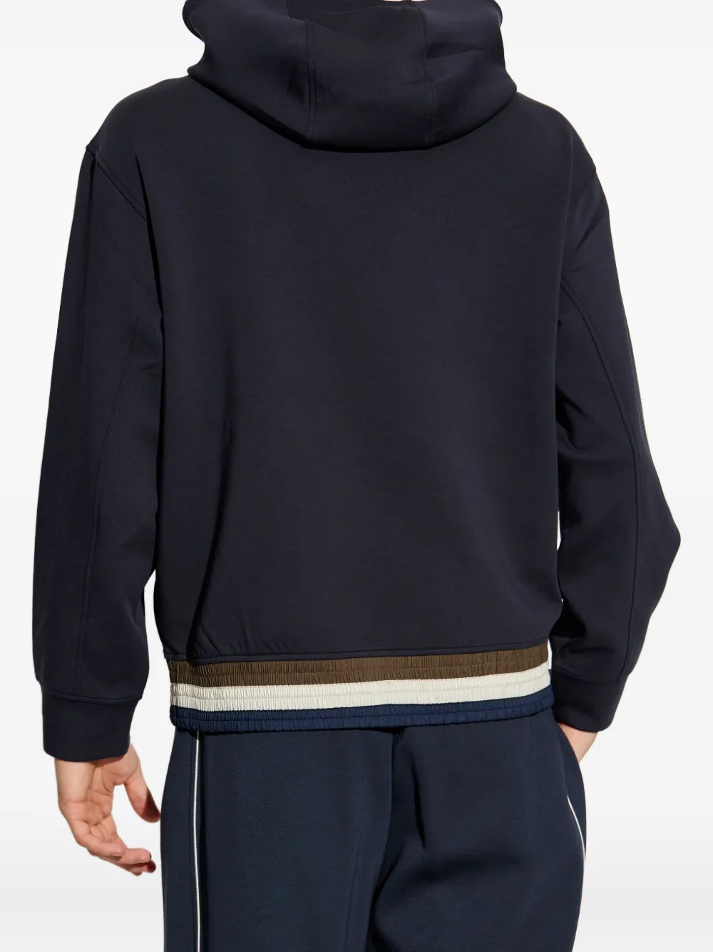 Emporio Armani Embroidered-logo Hoodie In Black