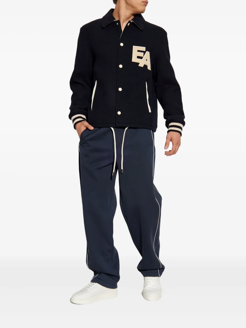 Emporio Armani side-stripe track pants - Blauw