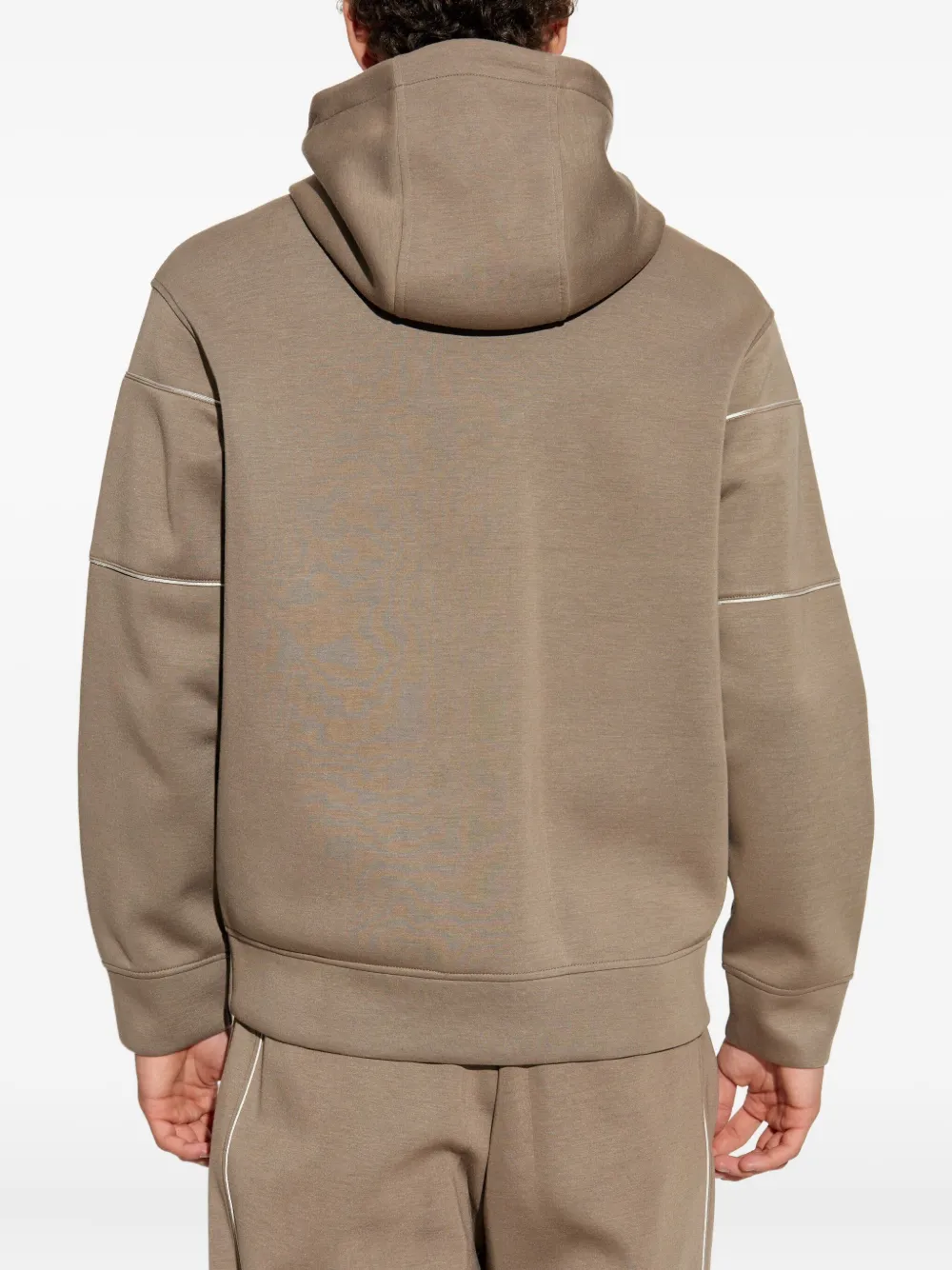 Emporio Armani Double Jersey Hoodie With 3d Logo In Neutral