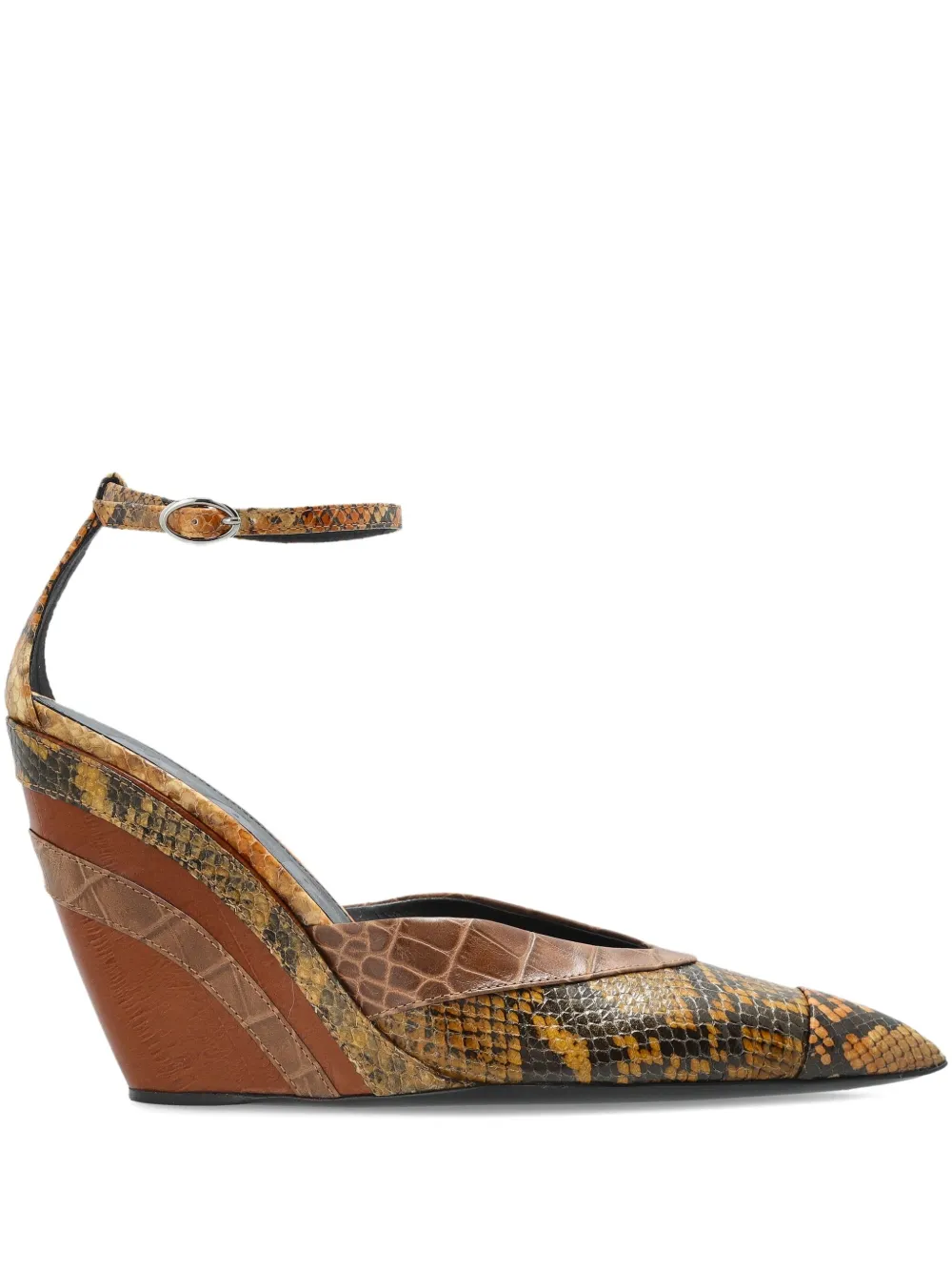 Marni 110mm snakeskin-panel wedge trainers Brown