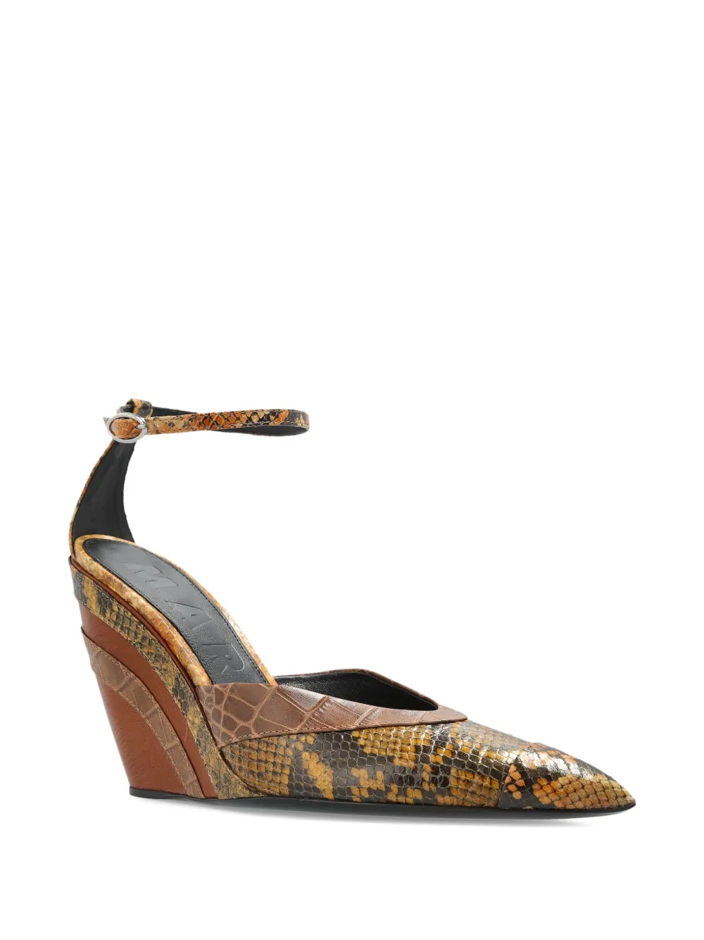 Marni 110mm snakeskin-panel wedge trainers Brown