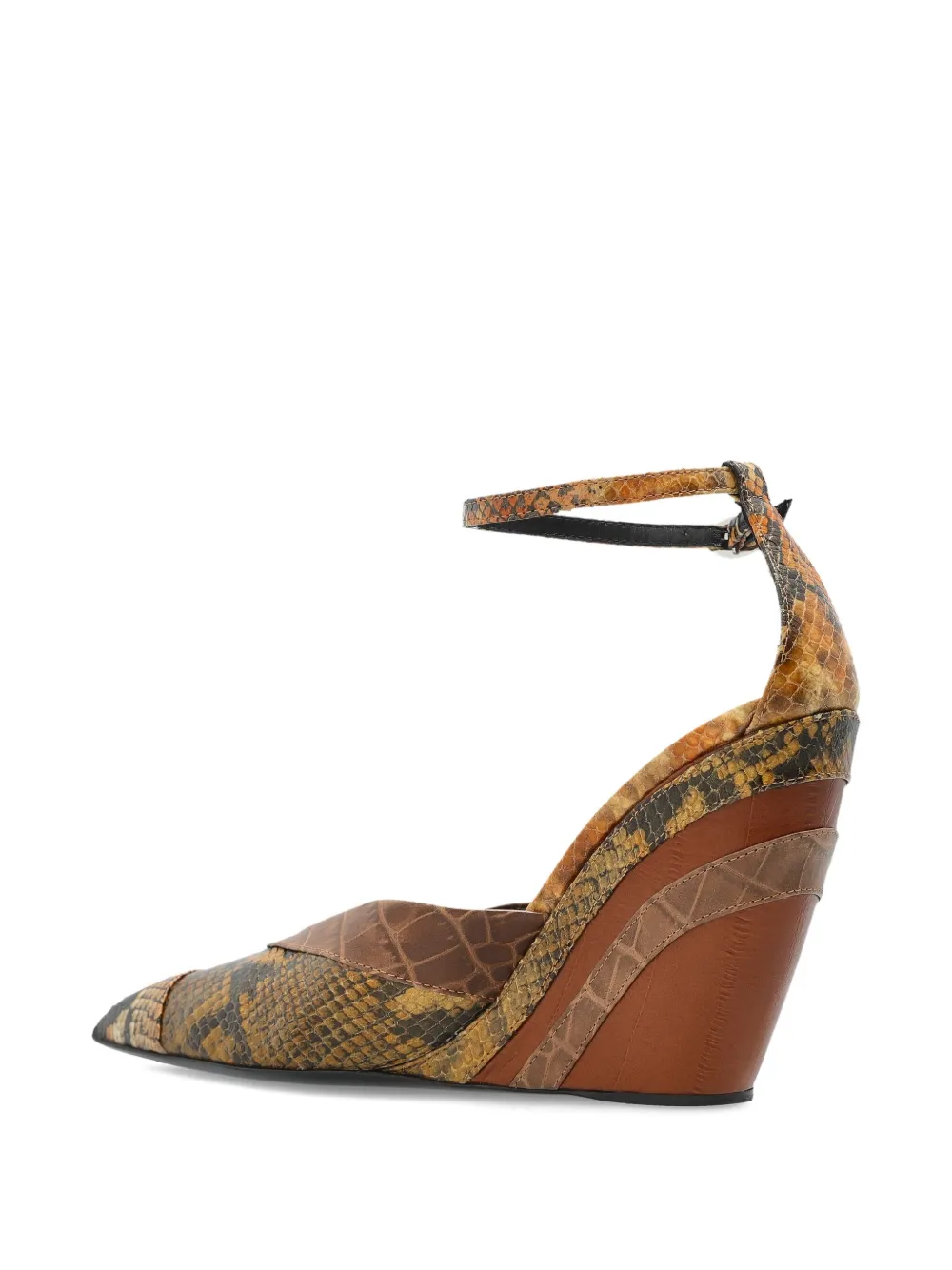 Marni 110mm snakeskin-panel wedge trainers Brown