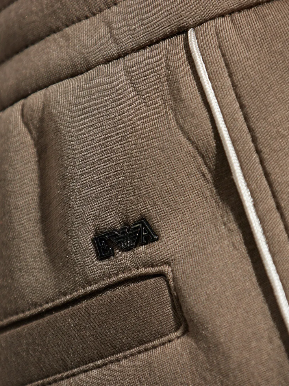 Emporio Armani Elastic Waist Sweatpants In Brown