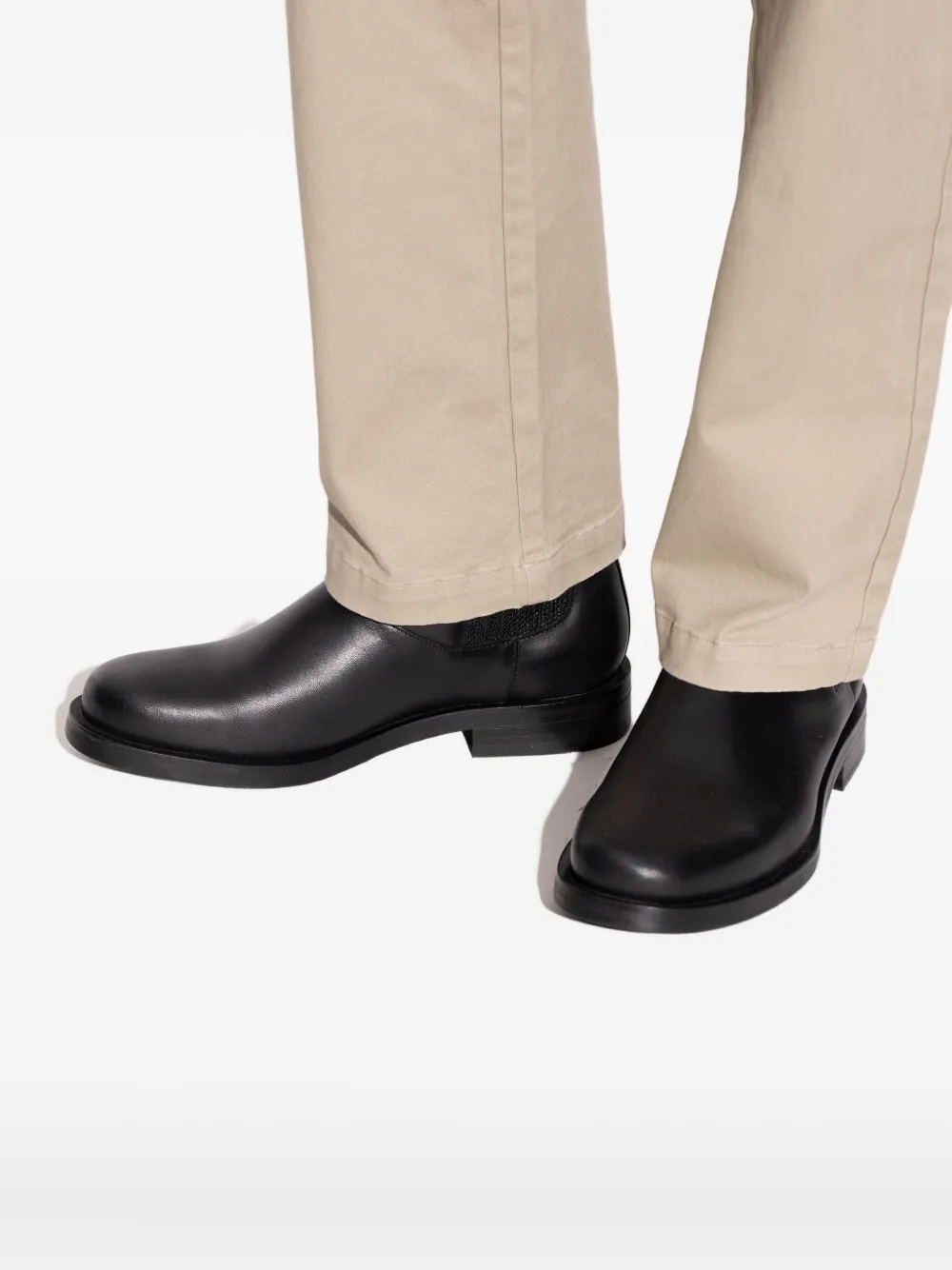 AllSaints Leren laarzen met elastisch vlak Zwart