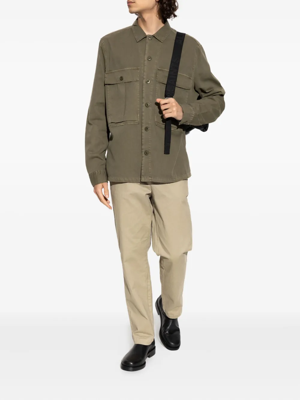 AllSaints T-shirt met dubbele zak - Groen