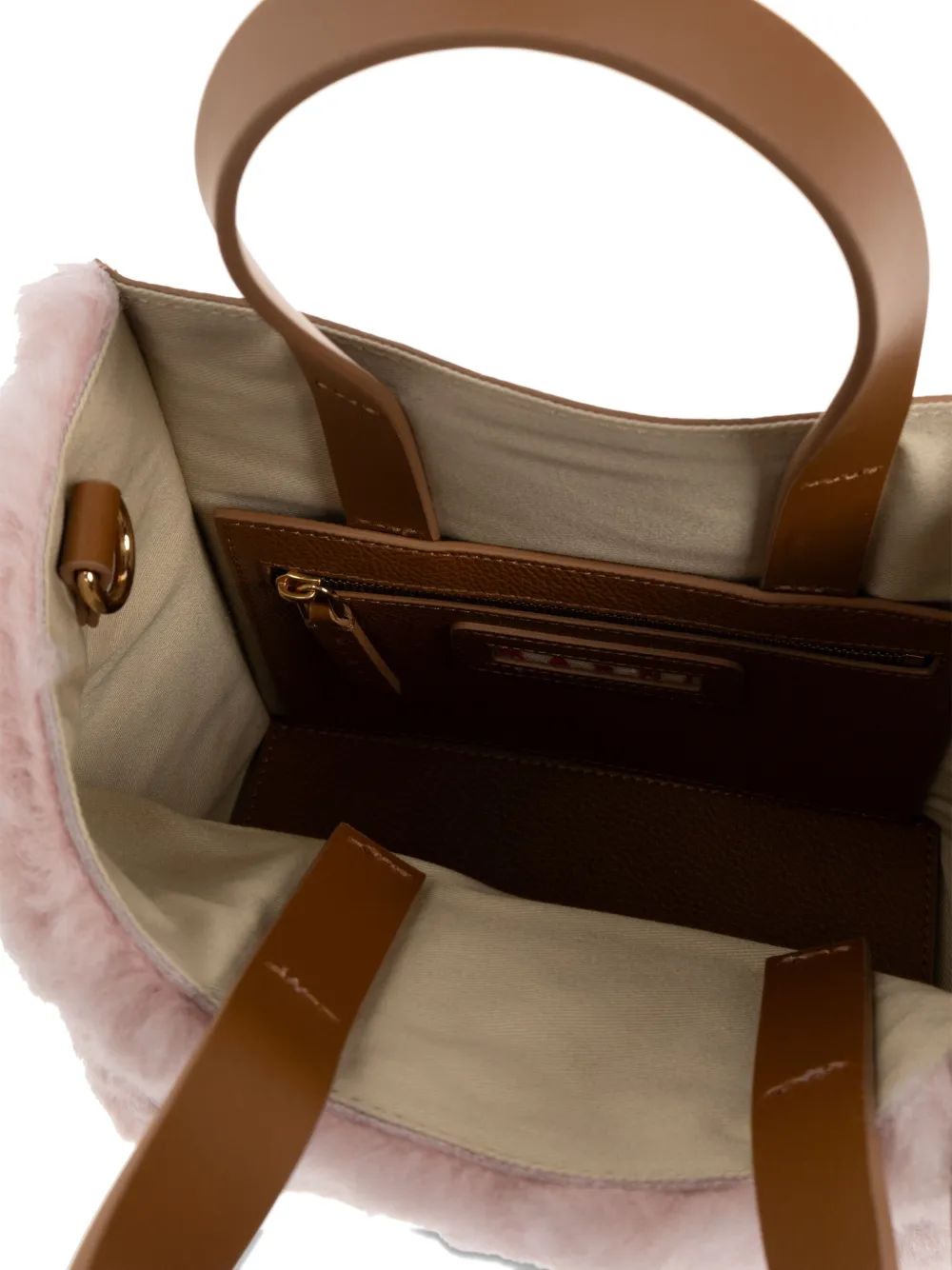 Marni Shearling Tote Bag In Pink