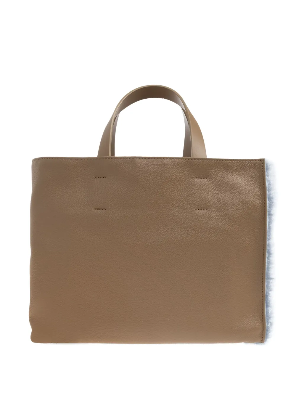 Marni Shearling Leather-trimmed Tote Bag In Blue