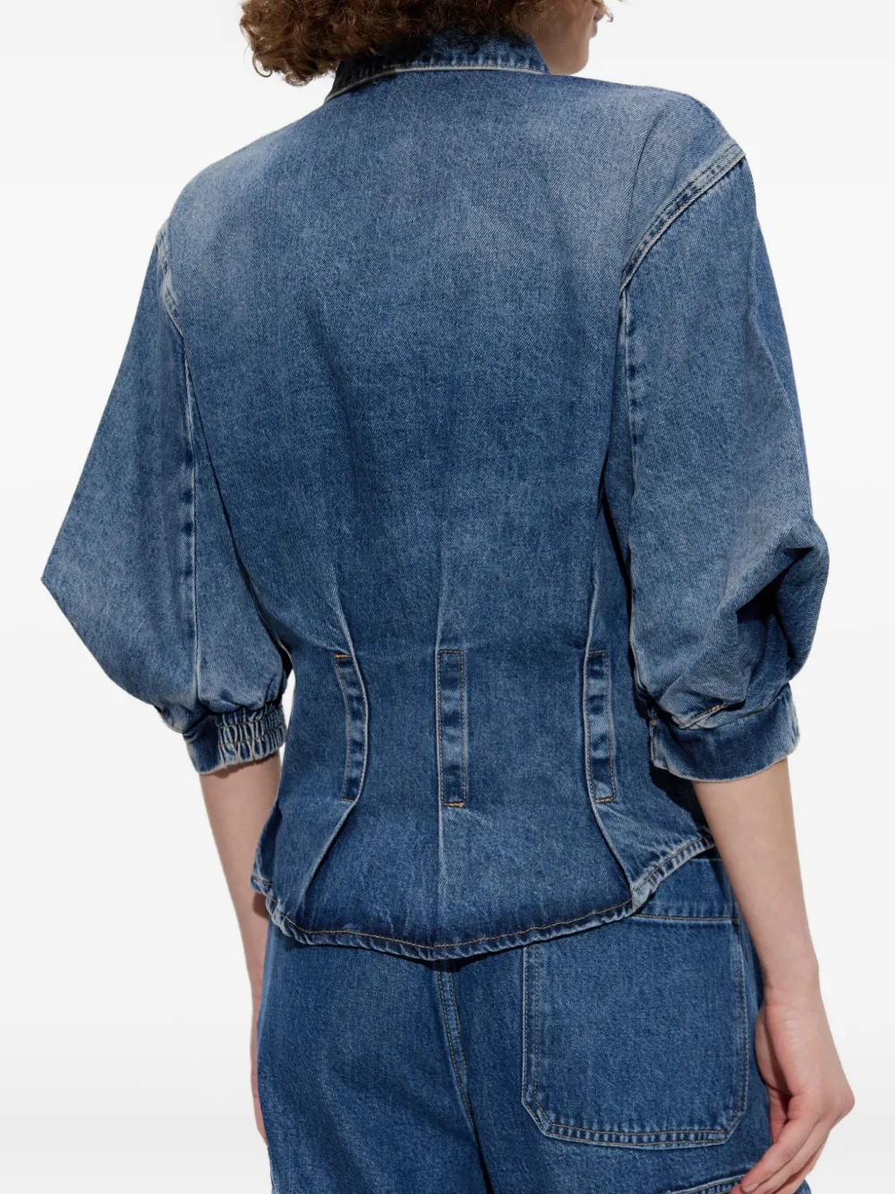 Allsaints Womens Vintage Indigo Nancy Slim-fit Fitted-waist Denim Shirt In Blue