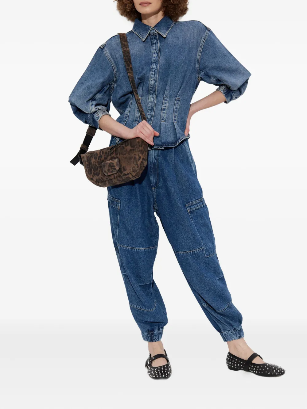 Allsaints Womens Vintage Indigo Nancy Slim-fit Fitted-waist Denim Shirt In Blue