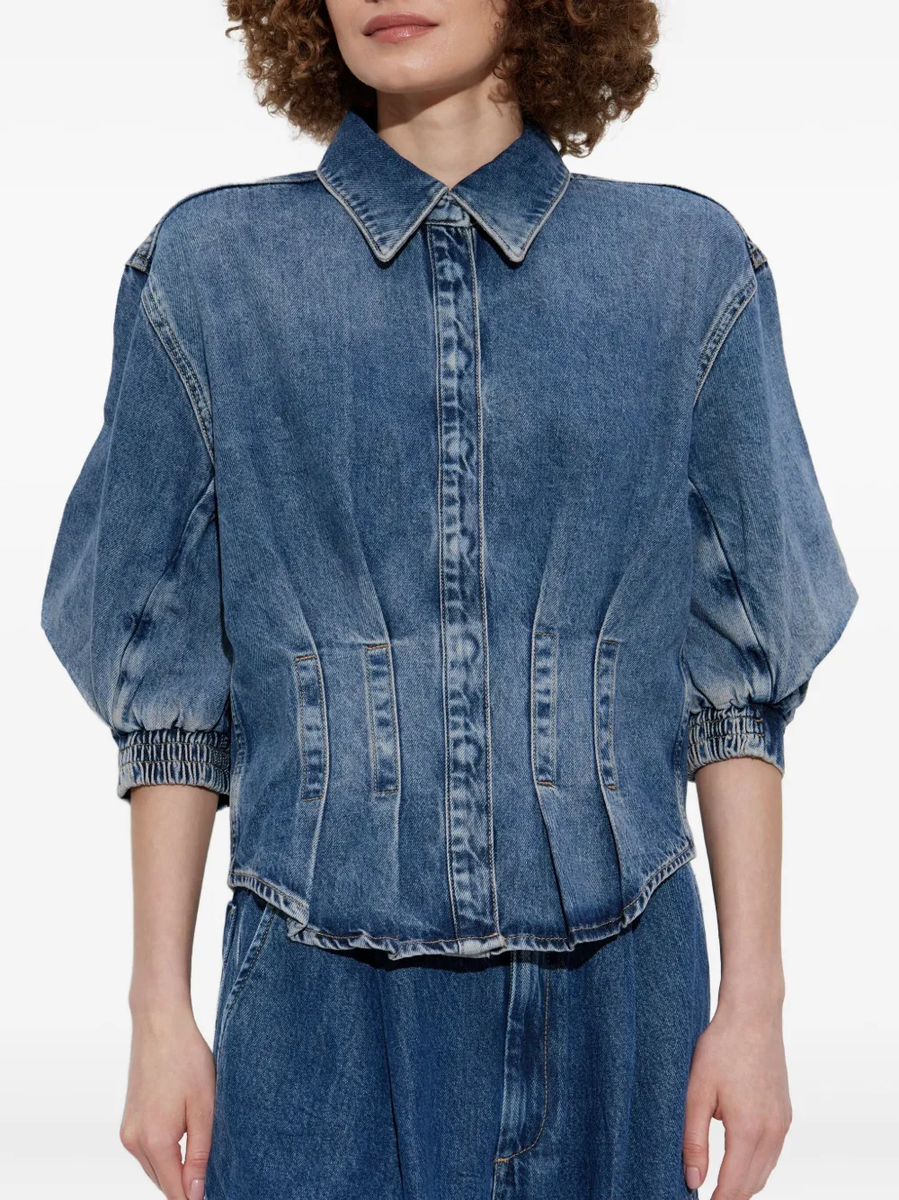 Allsaints Womens Vintage Indigo Nancy Slim-fit Fitted-waist Denim Shirt In Blue