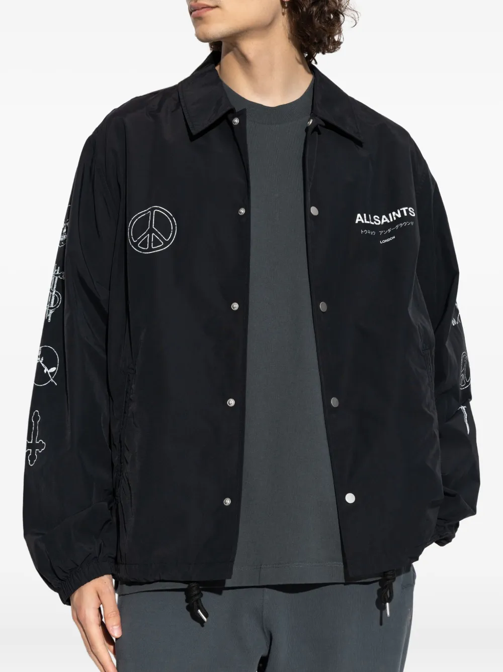 AllSaints Jack met vredesteken Zwart