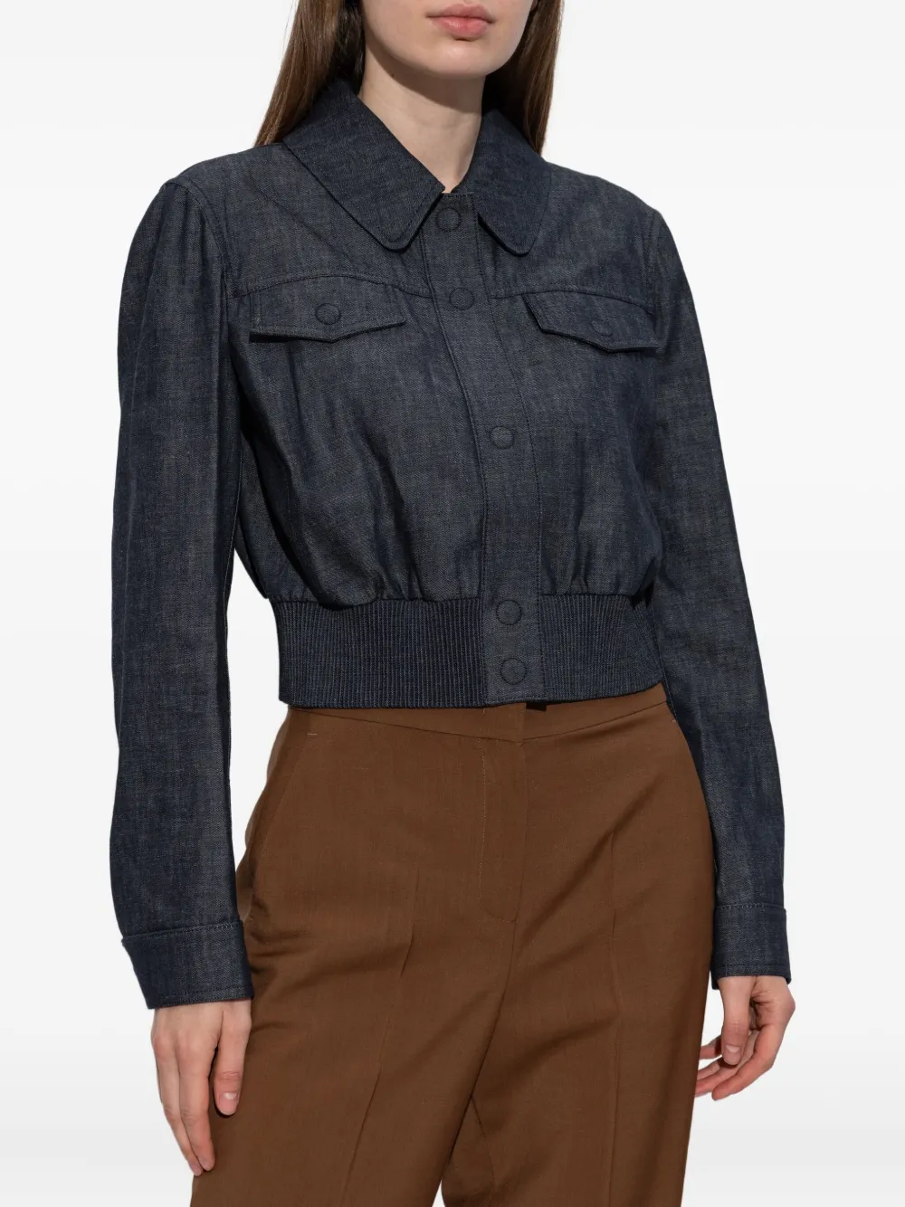  Fendi Buttoned Elastic-waist Jacket - Blue 