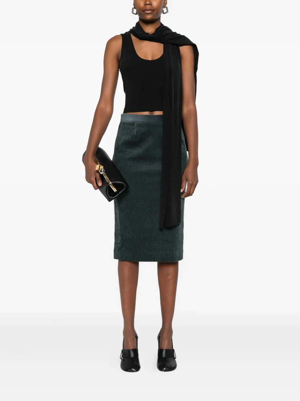 Massimo Alba Ribfluwelen midi-rok - Blauw