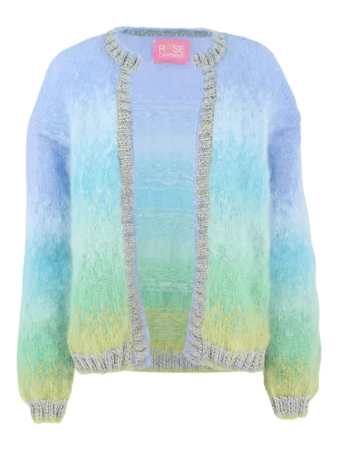 Rose Carmine ombre-effect open-front cardigan