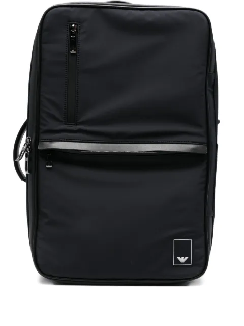 Emporio Armani top-handle logo-patch backpack
