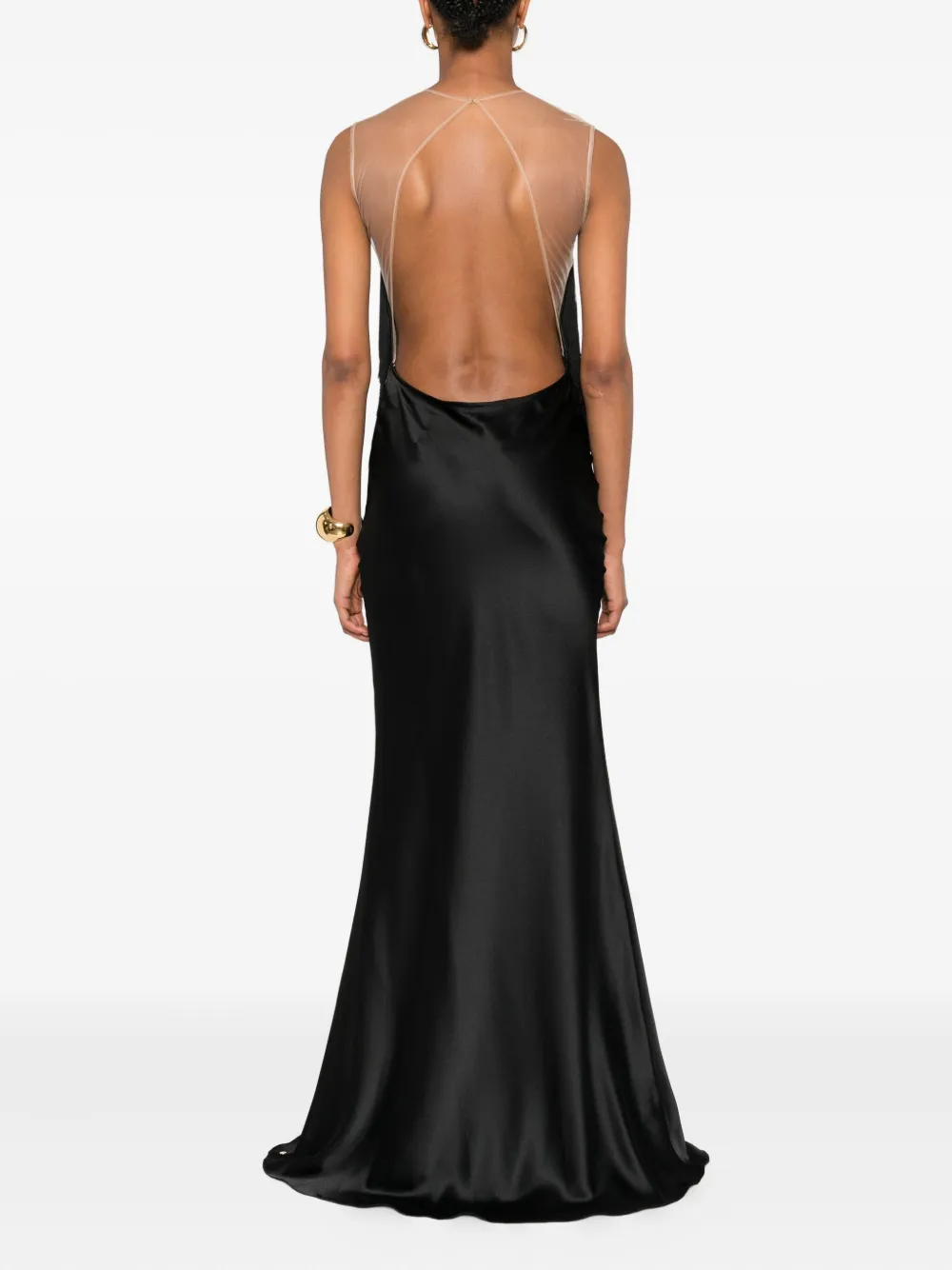 NISSA fringe-embellished maxi dress Zwart