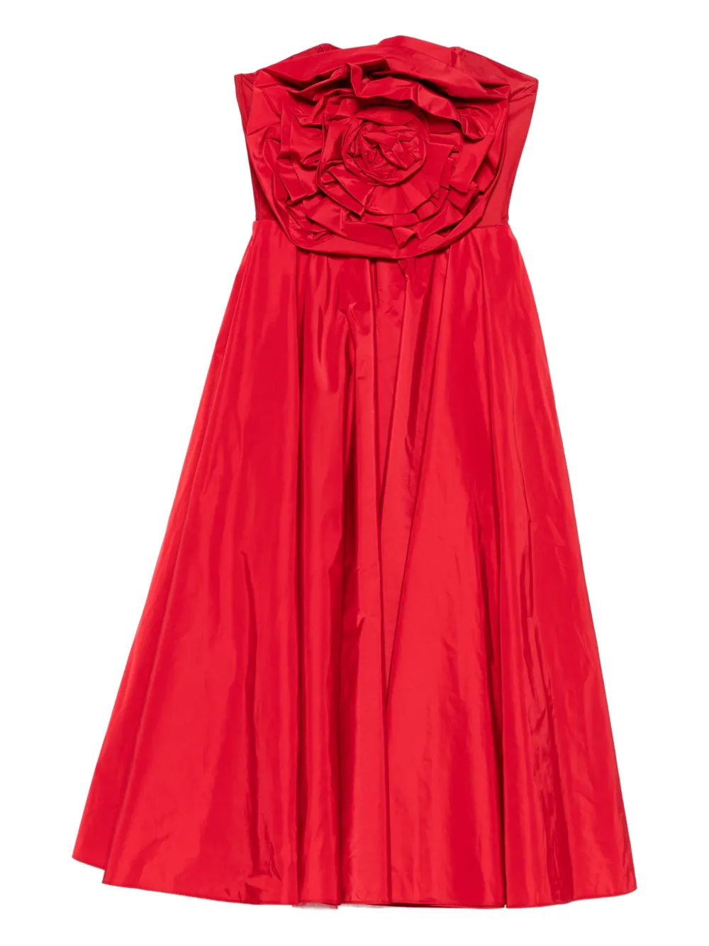 NISSA rose-embellished strapless midi dress Rood