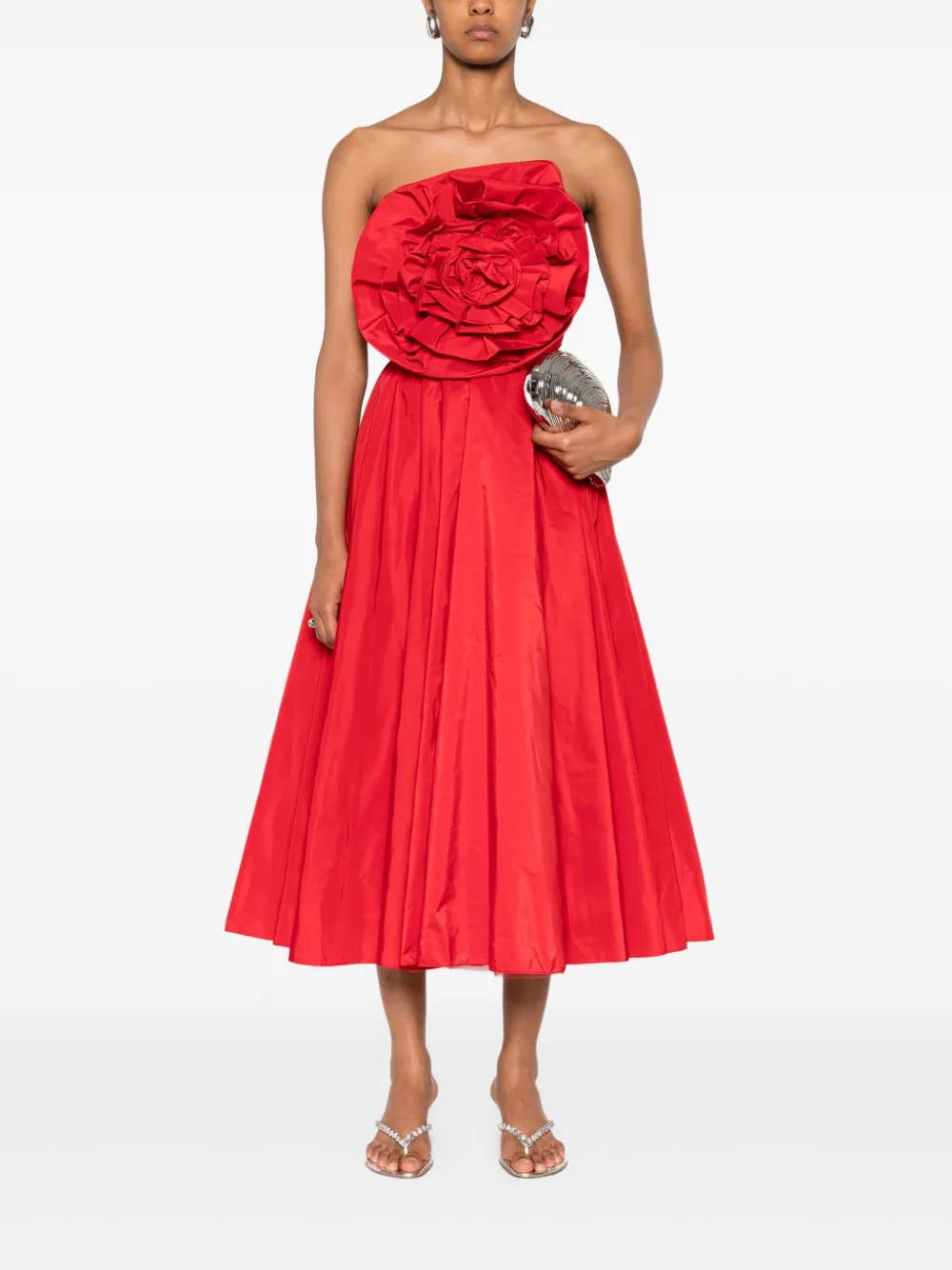 NISSA rose-embellished strapless midi dress | Evening Dresses | Image 2