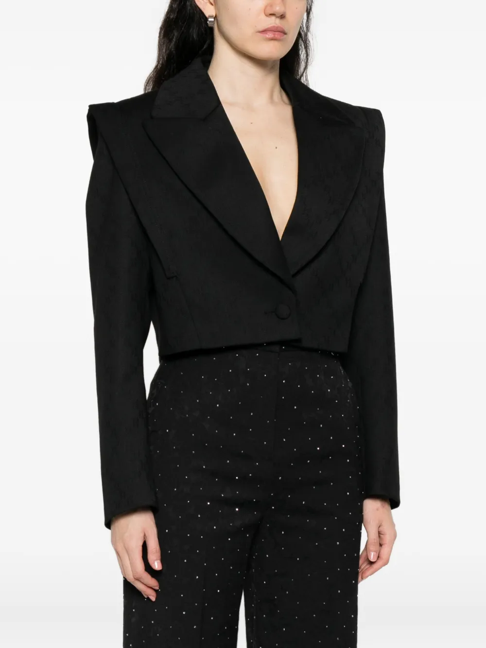 NISSA Cropped jack met gewatteerde schouders Zwart