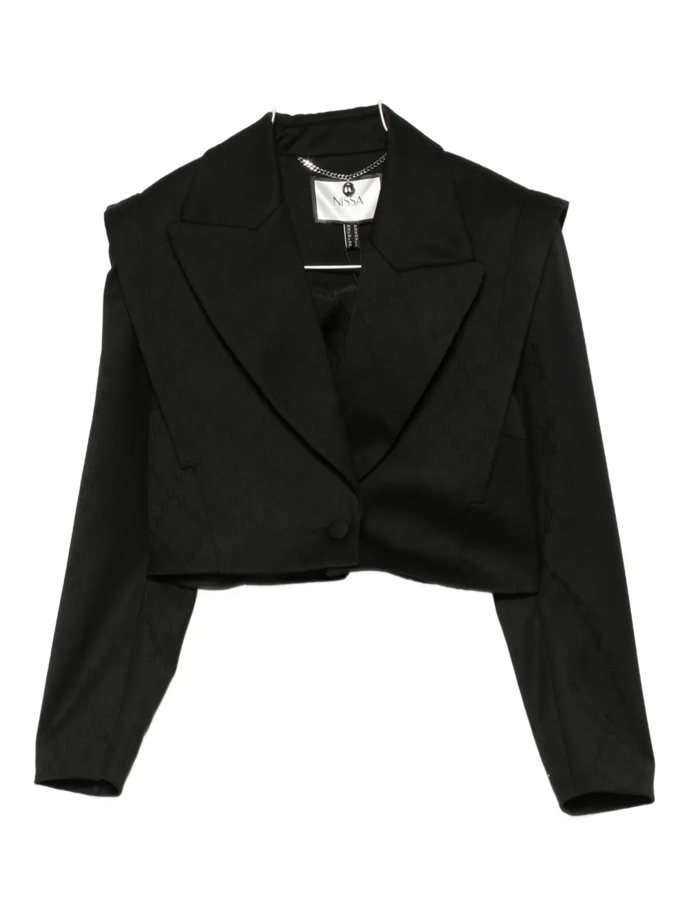 Nissa Padded-shoulder Cropped Jacket In Black