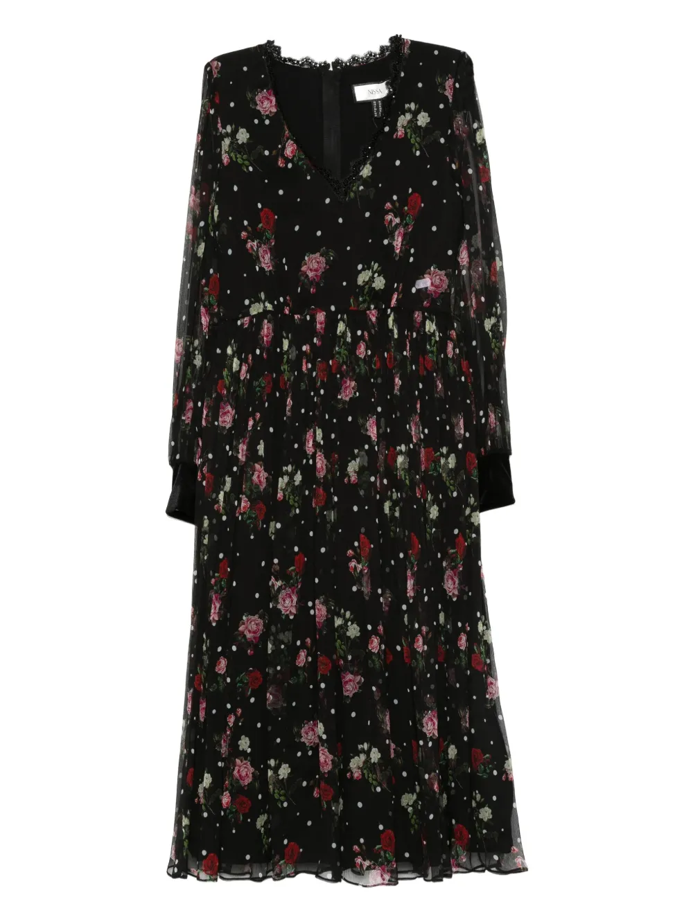 NISSA floral-print pleated mini dress | Black | Image 1