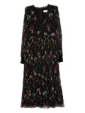 NISSA floral-print pleated mini dress - Black