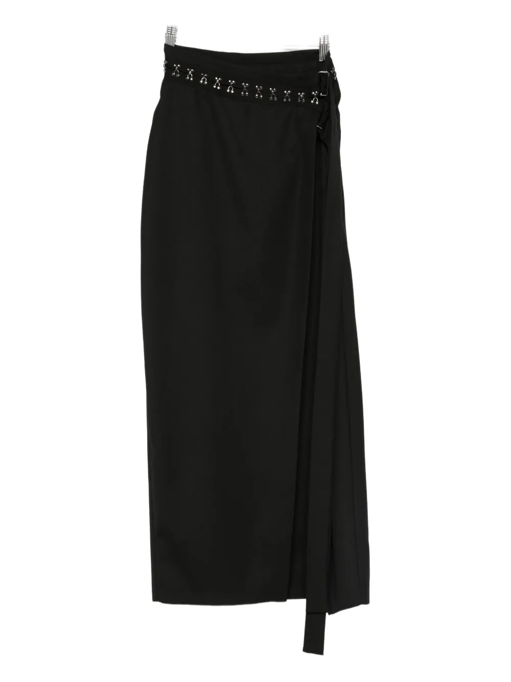 Nissa Embellished Wrap Midi Skirt In Black