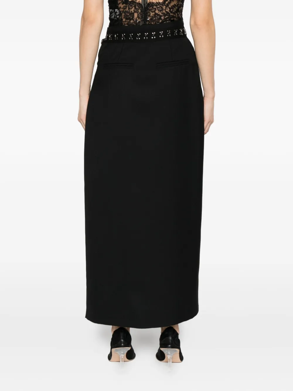 Nissa Embellished Wrap Midi Skirt In Black