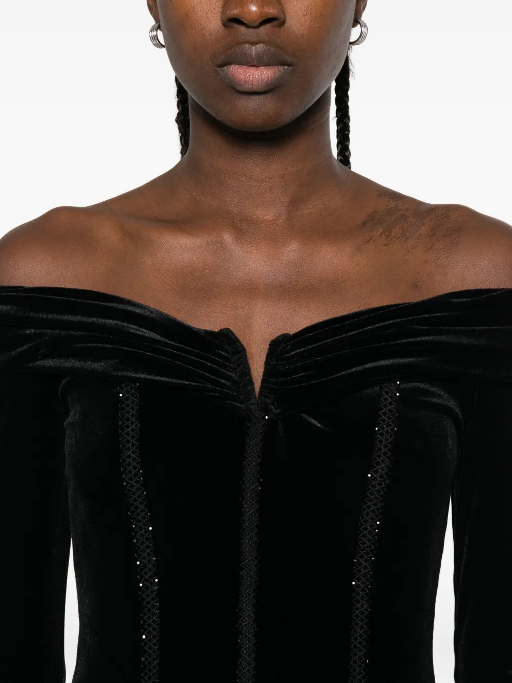 NISSA crystal-embellishment midi dress Zwart