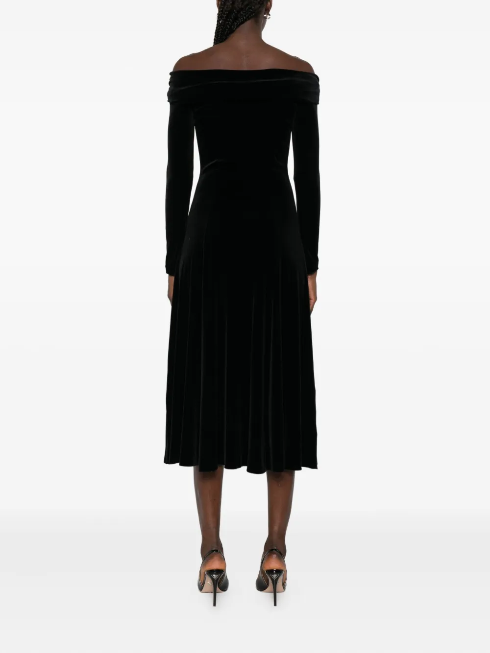 NISSA crystal-embellishment midi dress Zwart