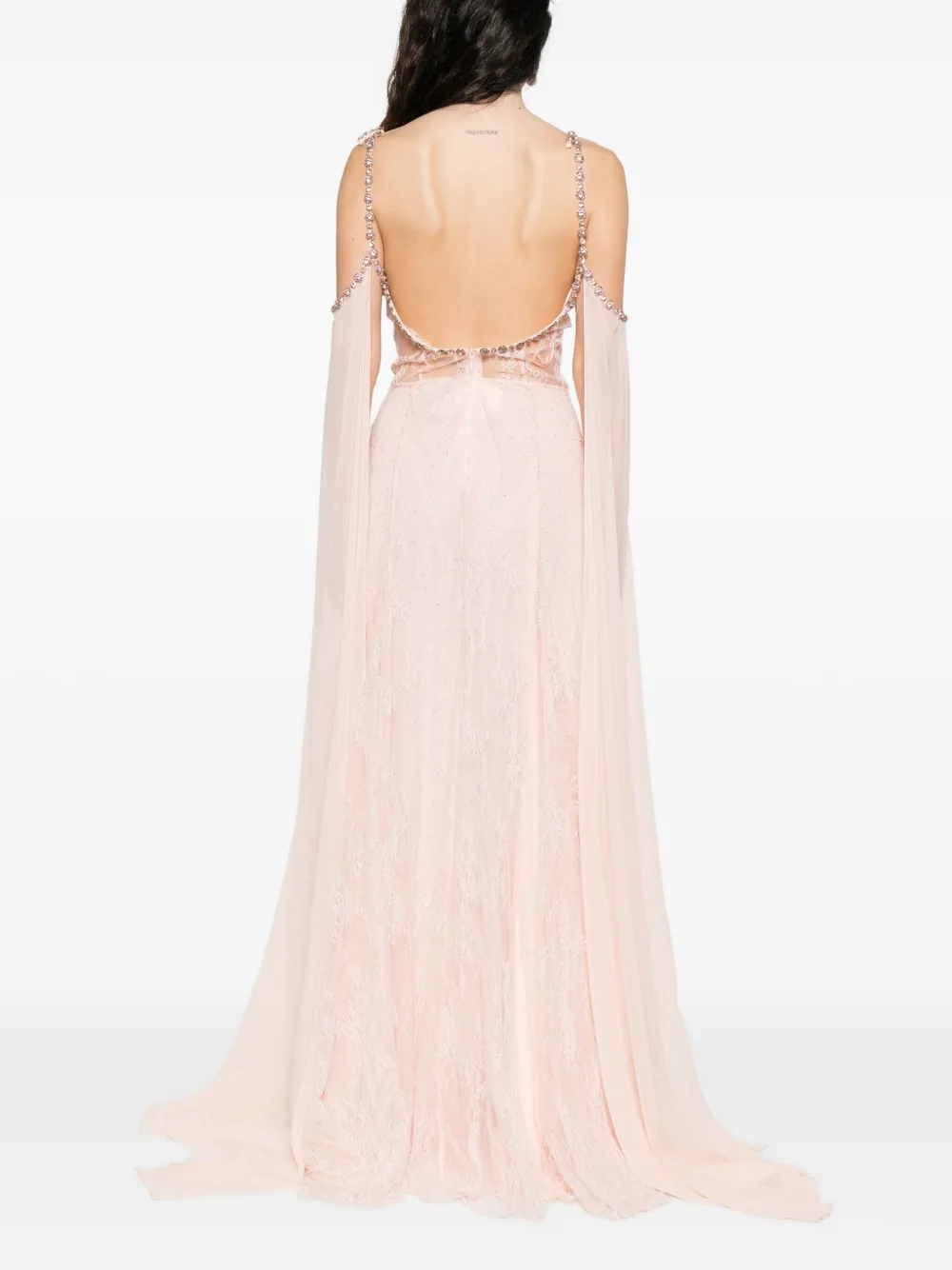 NISSA embellished lace maxi dress Roze