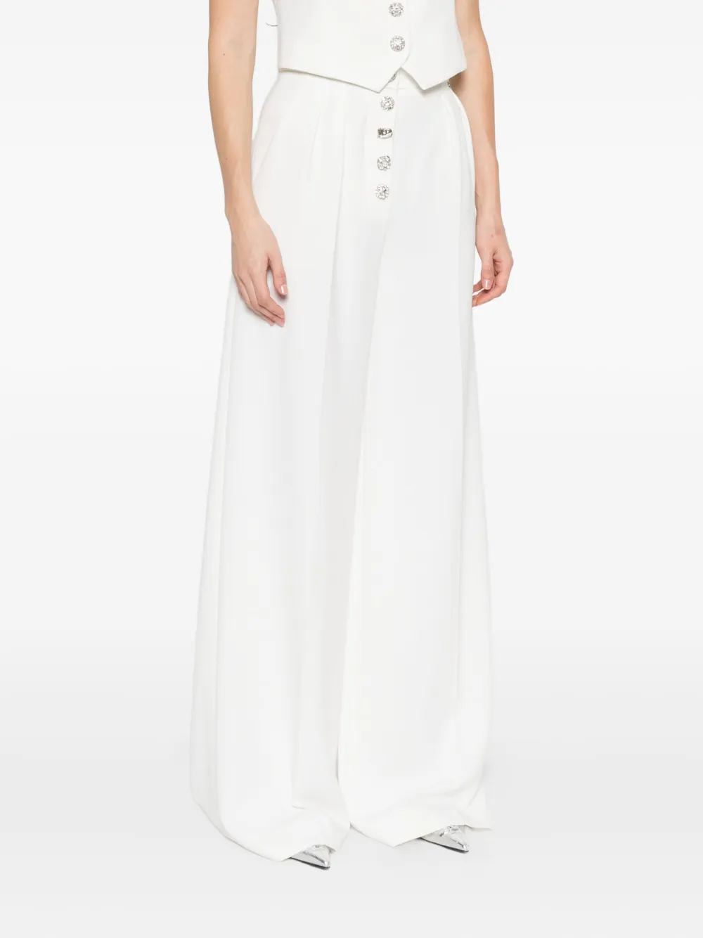 NISSA Verfraaide geplooide pantalon Wit