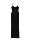 NISSA twist-front sheer-insert maxi dress - Black