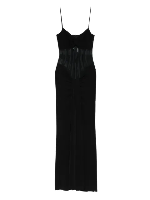 NISSA twist-front sheer-insert maxi dress